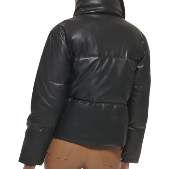 Levi's Water Resistant Vegan Leather Short Puffer Jacket Black NEW Size XLarge - Picture 2 of 6